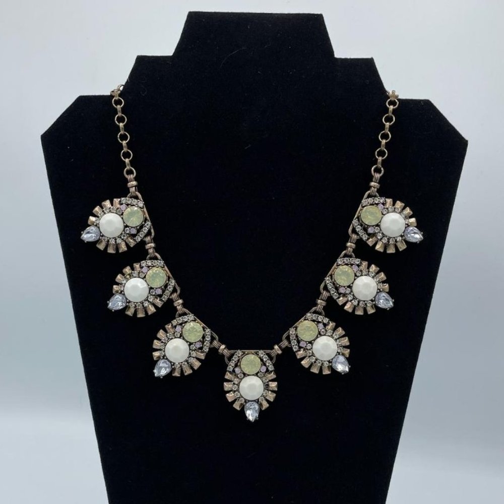 Green, White and Clear Stone Necklace